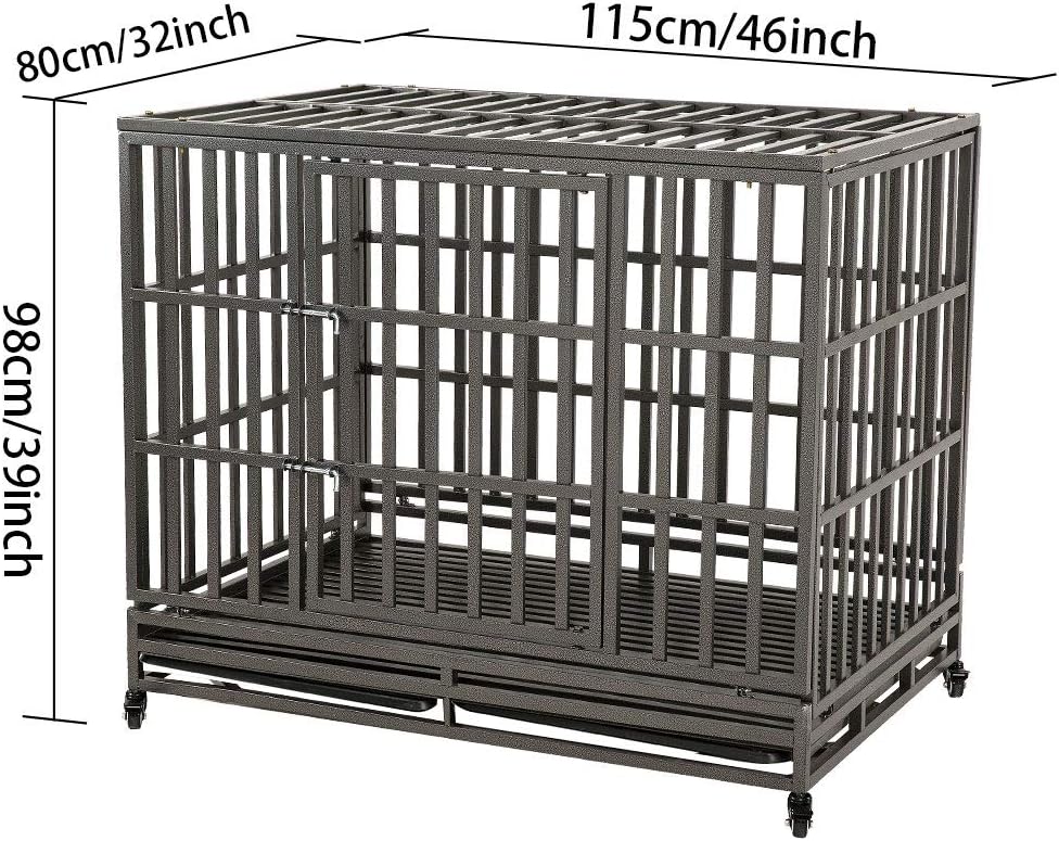 38 Heavy Duty Steel Dog Crate with Two Lock and Four Wheels W505