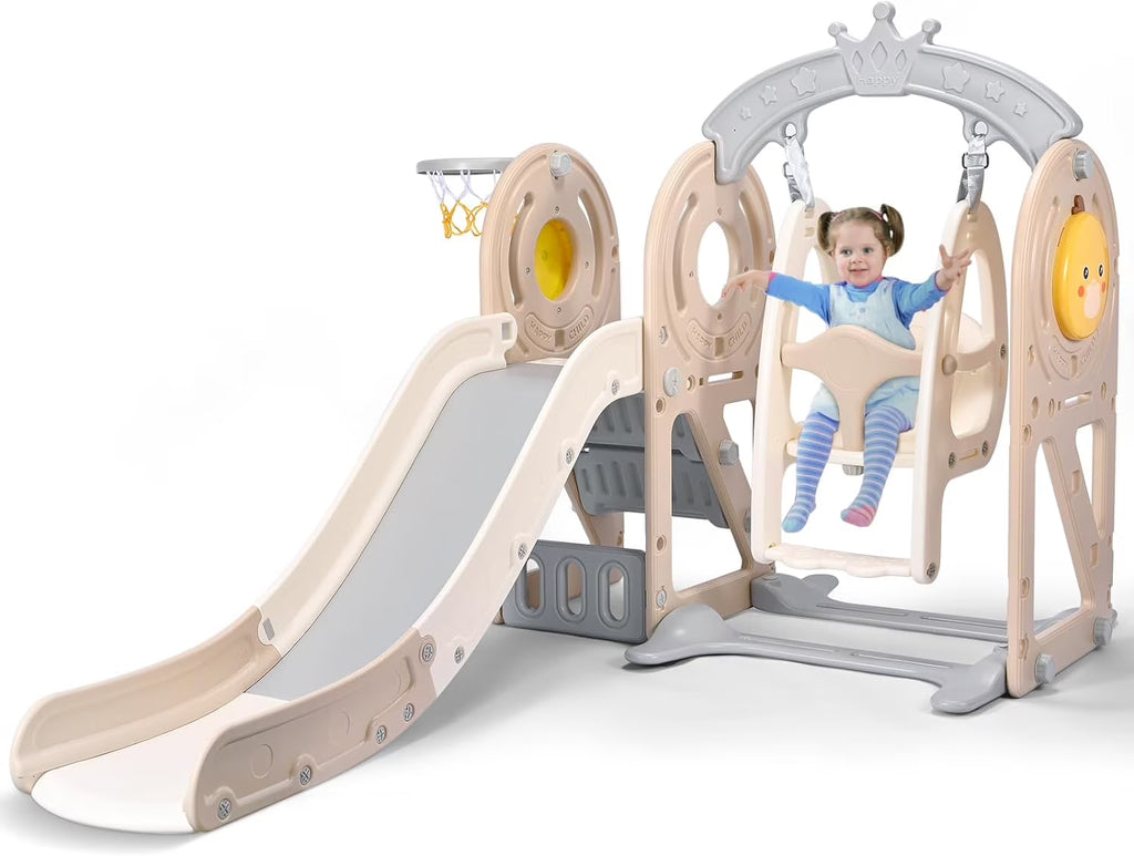 3-in-1 Kids Slide with Climber, Swing, Freestanding Playset X83964