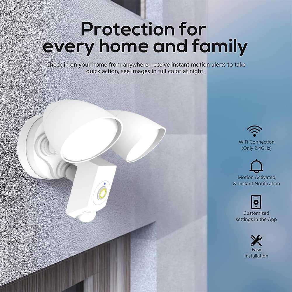 1080P Smart Floodlight Camera with Motion Sensor T780932