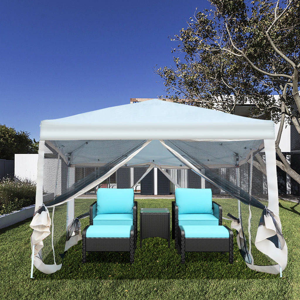 10' x 10' Outdoor Pop-up Canopy Tent with Mesh Sidewalls T4981