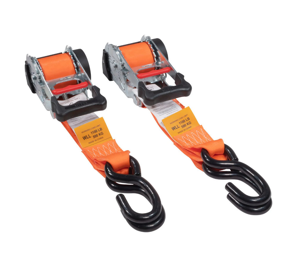 Orange 2" x10' Auto Retract Ratchet Straps with Zinc Coated S Hook Tiedowns T252