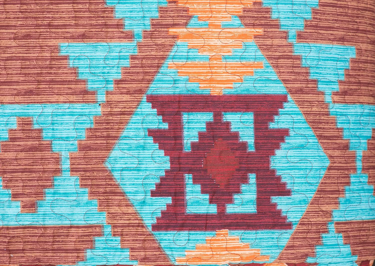 6 Piece King Bedding Quilt Bedspread And Fitted Sheet Set In Turquoise Red Orange Brown F990961