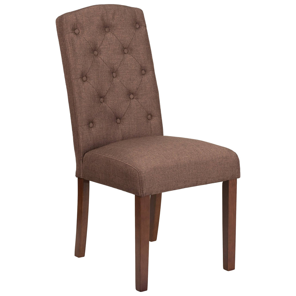 Brown Fabric Tufted Parsons Chair I480