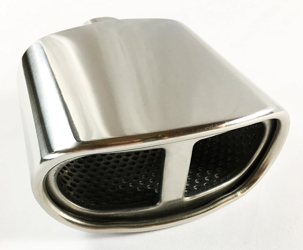 Double Wall Rolled Oval Split Stainless Steel Exhaust Tip Pack of 2 N5043