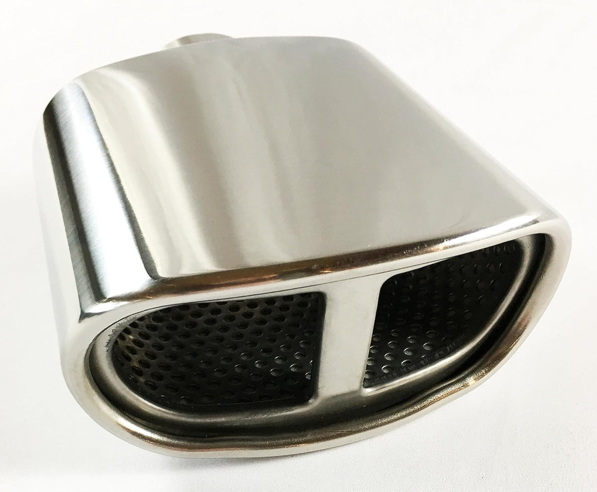 Double Wall Rolled Oval Split Stainless Steel Exhaust Tip Pack of 2 N5043