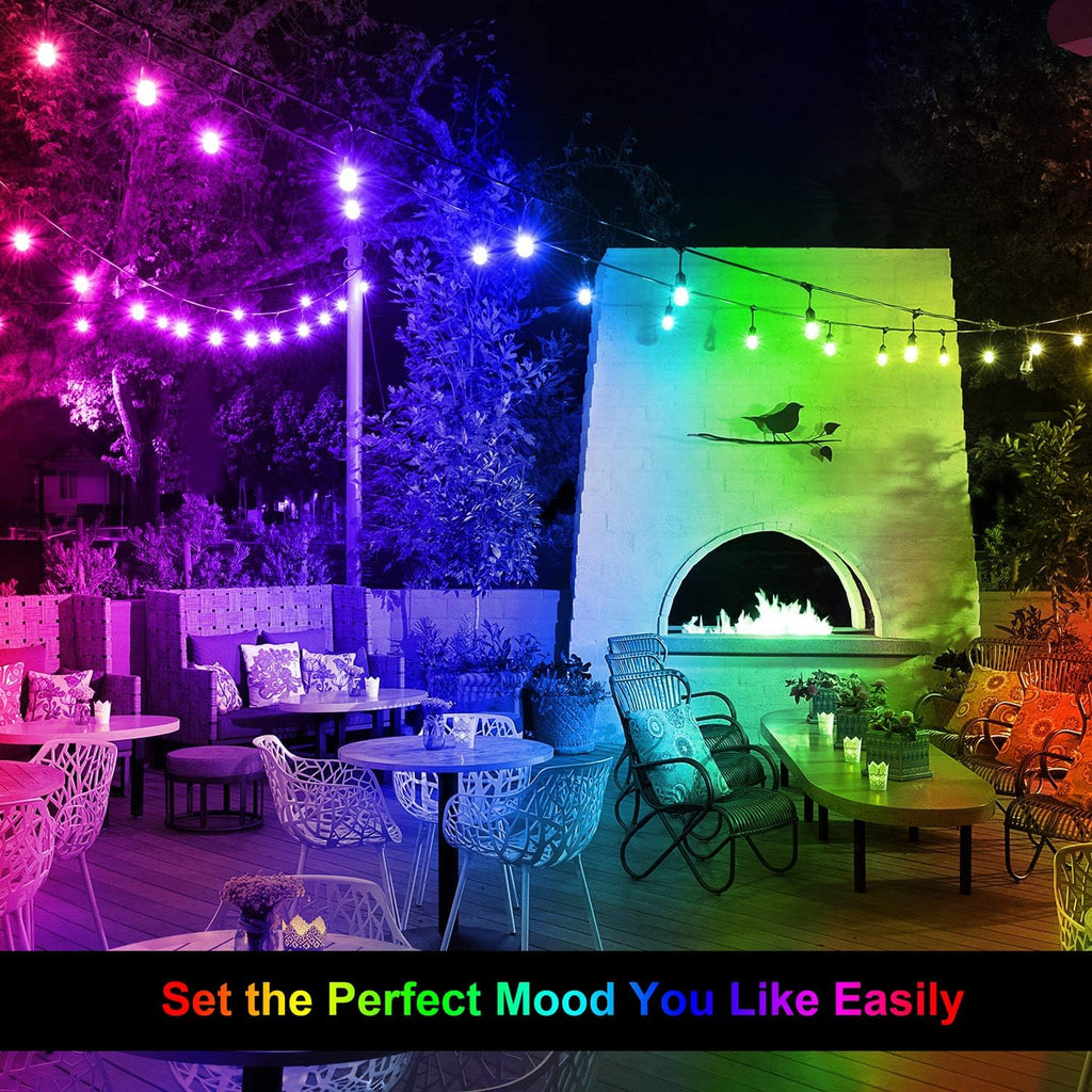 48FT RGB Cafe String Lights with 18 Shatterproof Edison Bulbs U855872