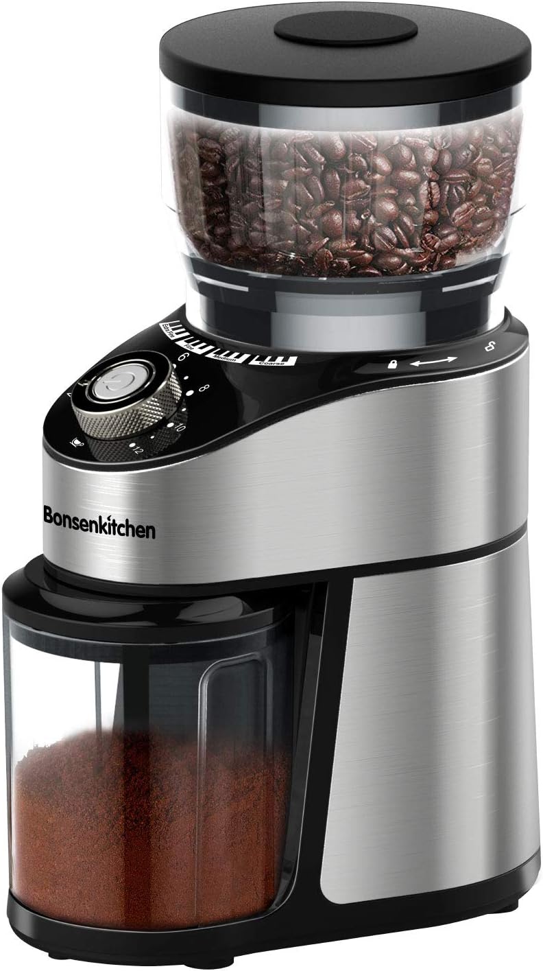 Stainless Steel Electric Conical Burr Coffee Grinder with 12 Grind Settings Y9543