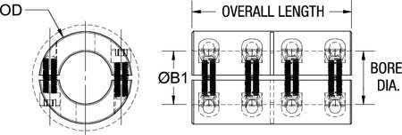 Rigid Shaft Coupling, Clamp, 3x22 L O269