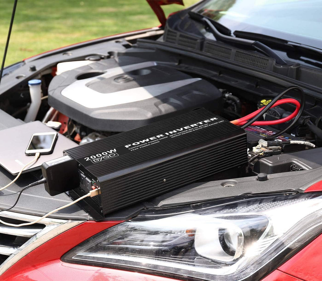 2000W Power Inverter 12V to 110V DC to AC Modified Sine Wave Inverter with 4 AC Outlets 2.1A USB Ports S34277