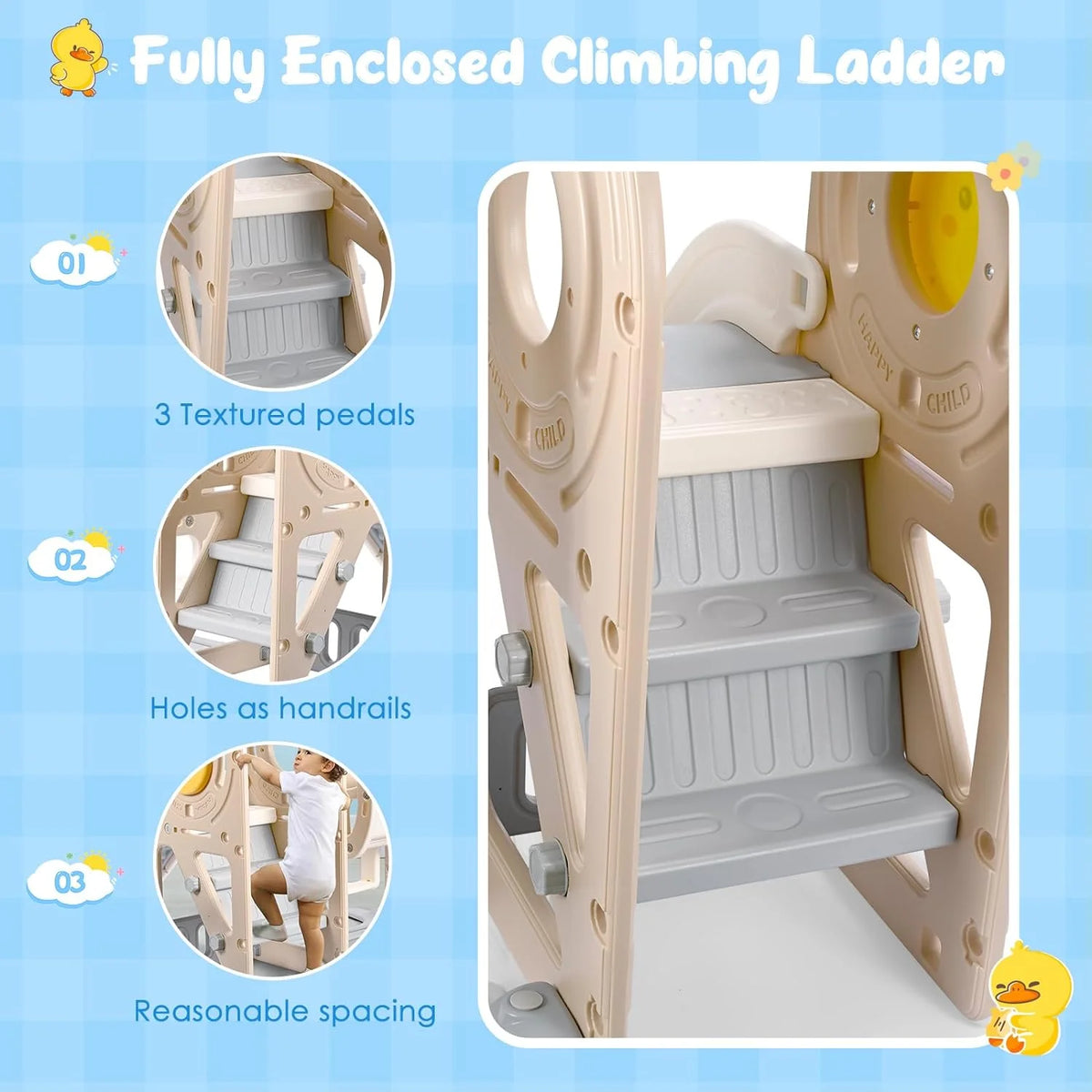 3-in-1 Kids Slide with Climber, Swing, Freestanding Playset X83964