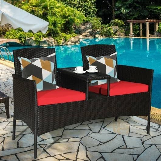 Red Rattan Conversation Set B564