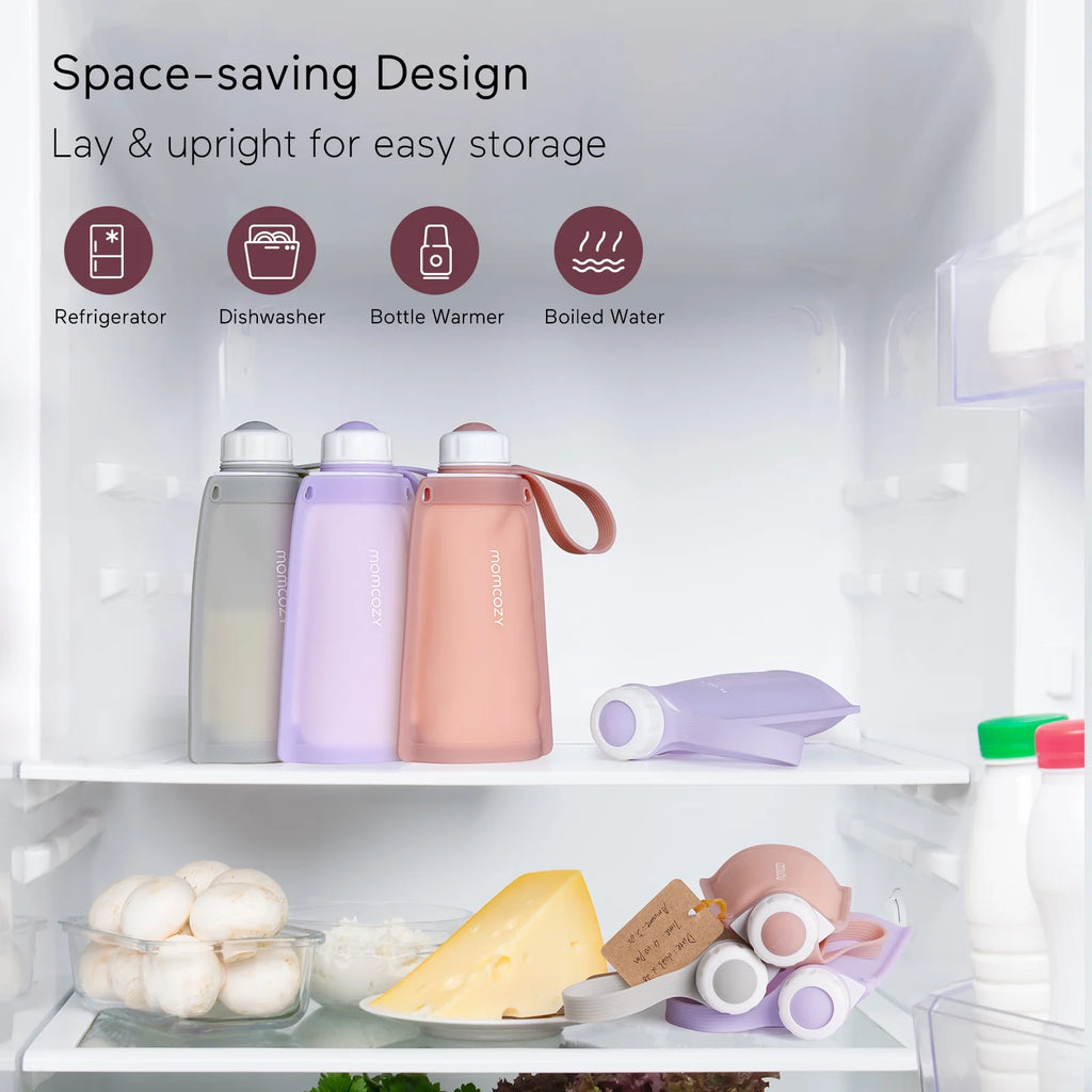 Reusable Silicone Breastmilk Storage Bags, 8.5oz/250ml 5Pcs Q3160