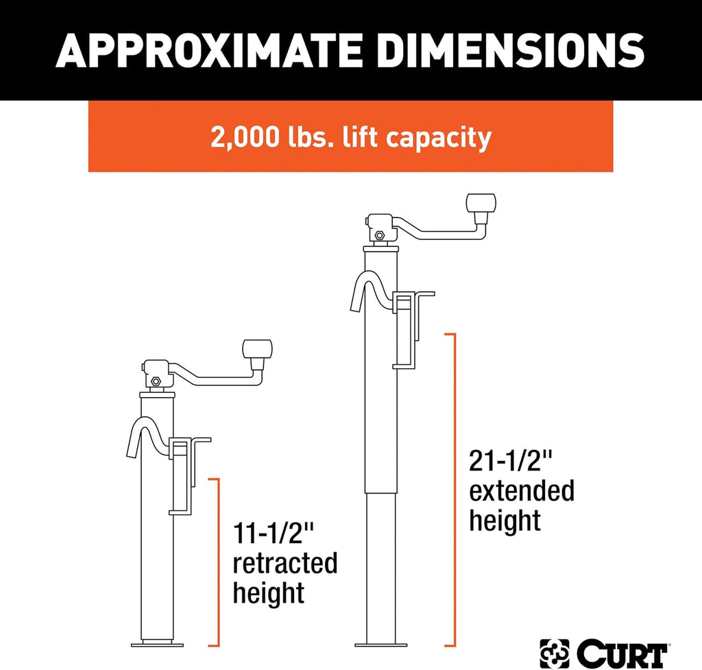 Swivel Trailer Jack, 2,000 lbs., 10-1/2 Inches Vertical Travel, Pack of 2 F438802
