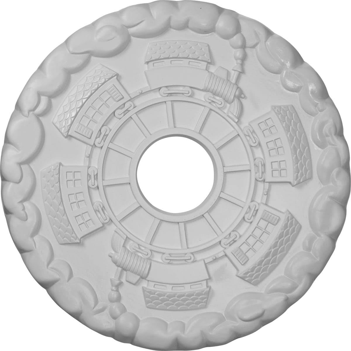 18 1/2x22OD x 3 7/8x22ID x 1x22P Hand-Painted Pearl White Ceiling Medallion G16475