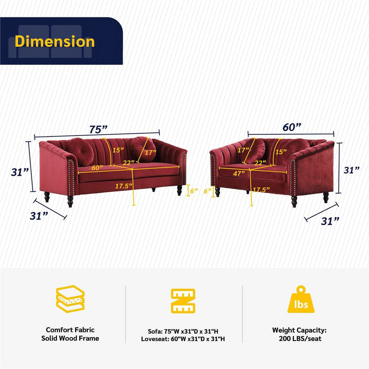 Red 2 Piece Living Room Set X265352