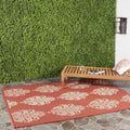 9' x 12' Red/Natural Geometric Medallion Area Rug Q67187