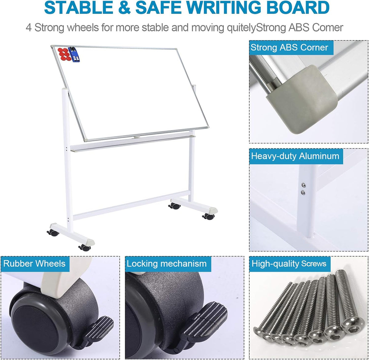 60x40 Double Sided Dry Erase Board with Stand on Wheels I78820