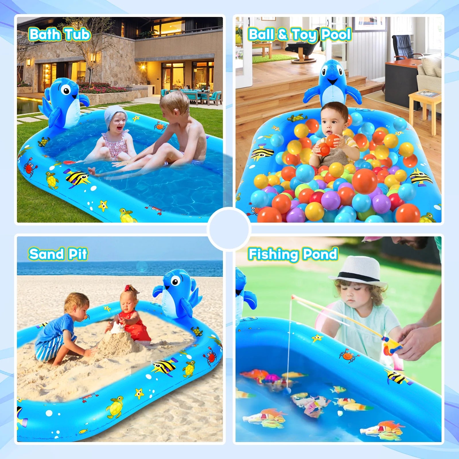 Inflatable Sprinkler Pool 170 * 101cm / 67 * 40in Kiddie Pool R3180