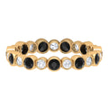 1 CT Black Onyx and Diamond Eternity Band Ring, 18K Yellow Gold, US 7.00 S315