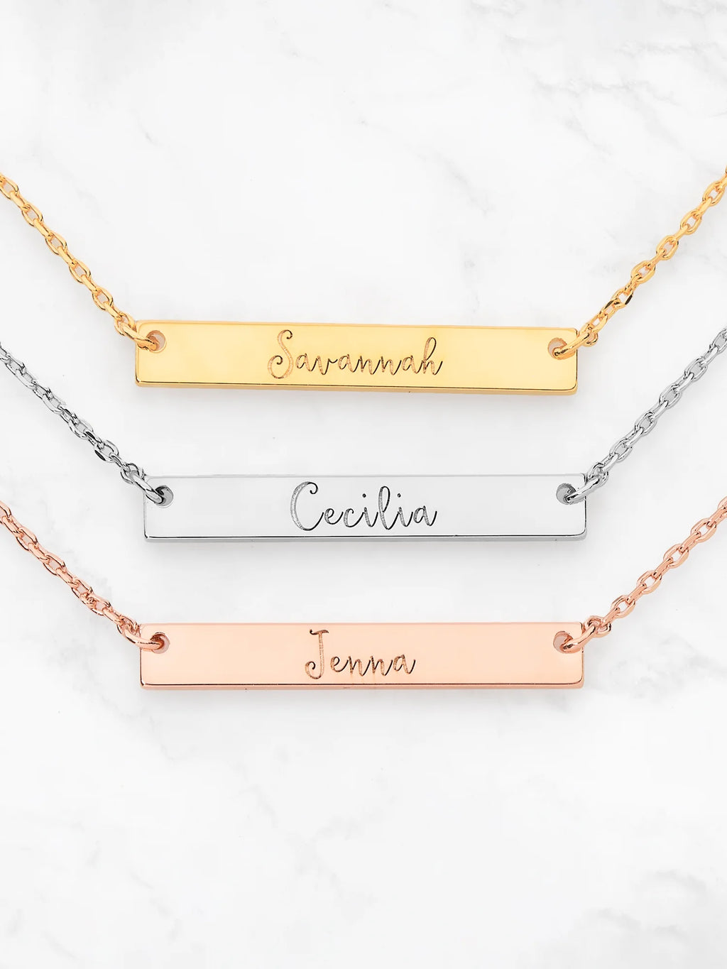 Sterling Silver Mini Bar Name Necklace H7976