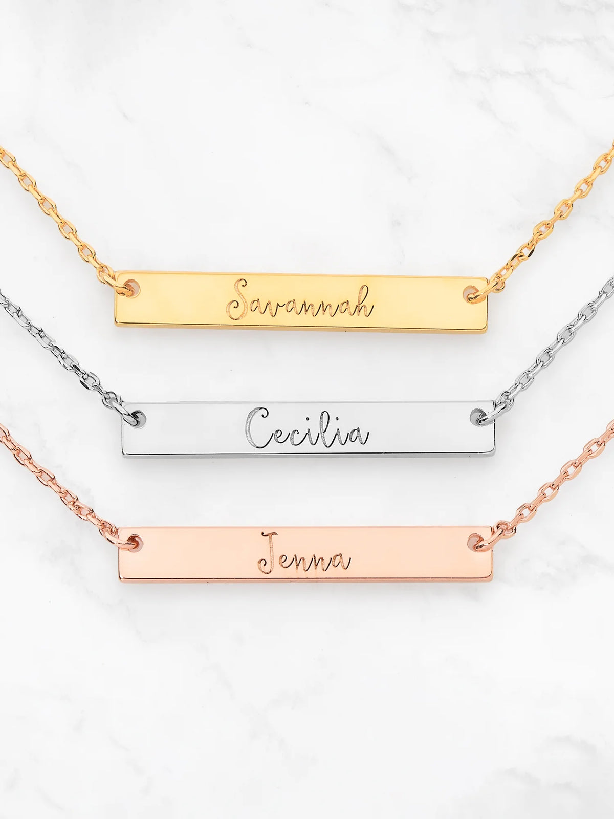 Sterling Silver Mini Bar Name Necklace H7976