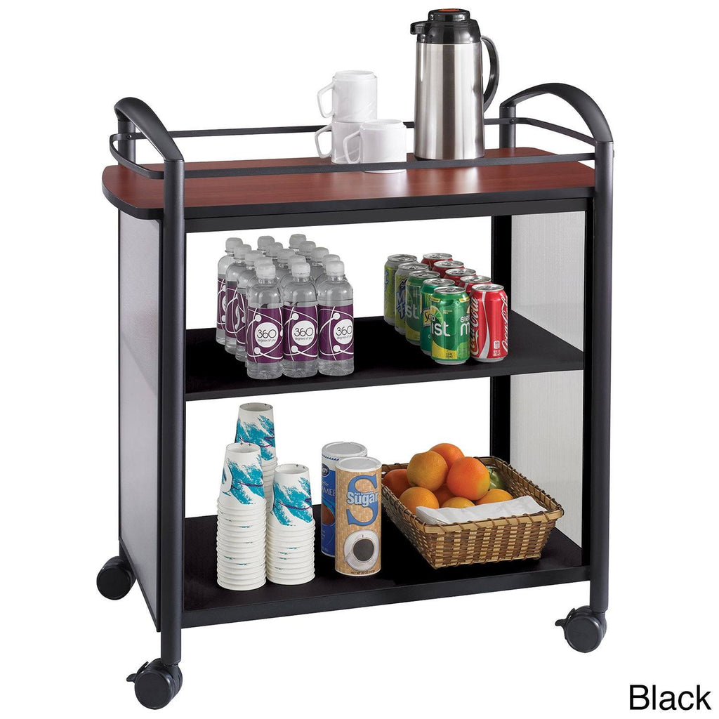 Black Cherry Polycarbonate Steel Beverage Cart Trolley with 3 Shelves M3964