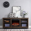 Gray Wash TV Stand with Wood Glass Storage Cabinets G4573