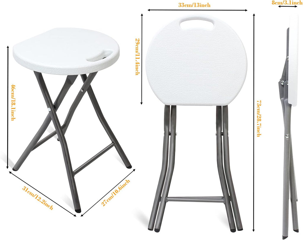 White 18 inch Set of 4 Folding Stool with Handle G128