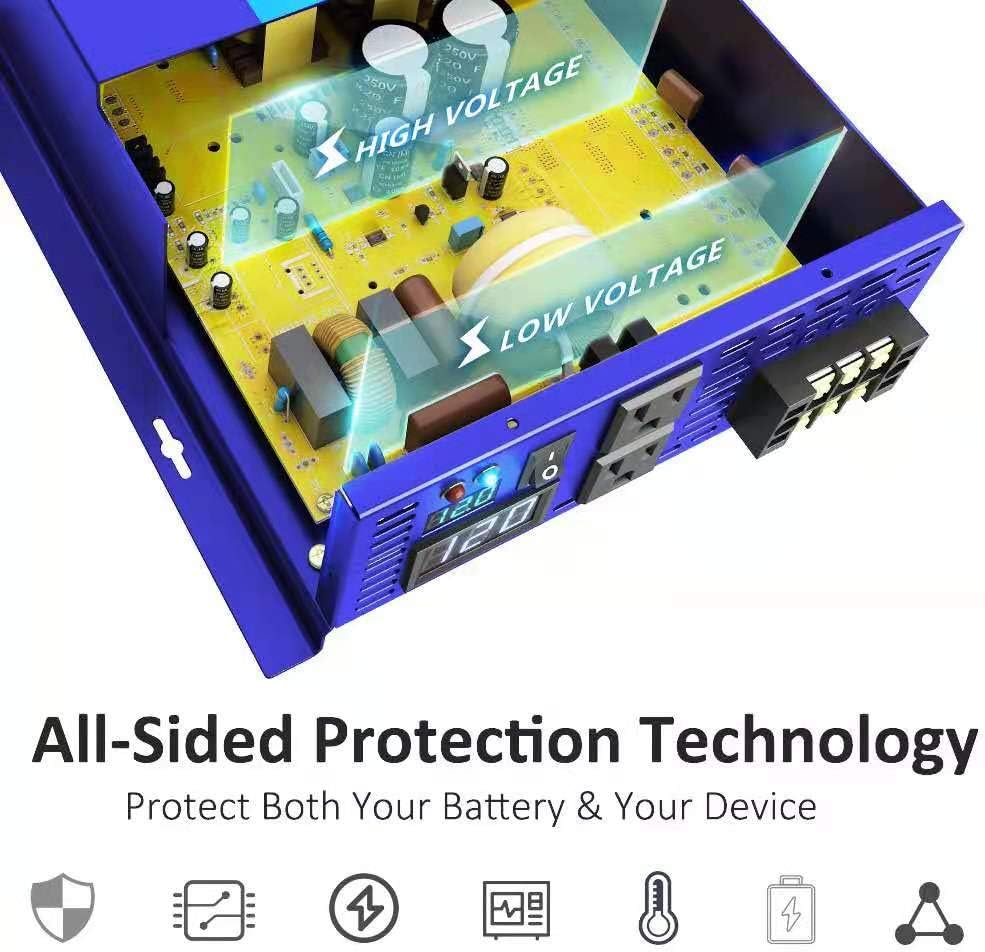 3500W Pure Sine Wave Power Inverter 36V DC to 120V AC with Wireless Remote Control A385