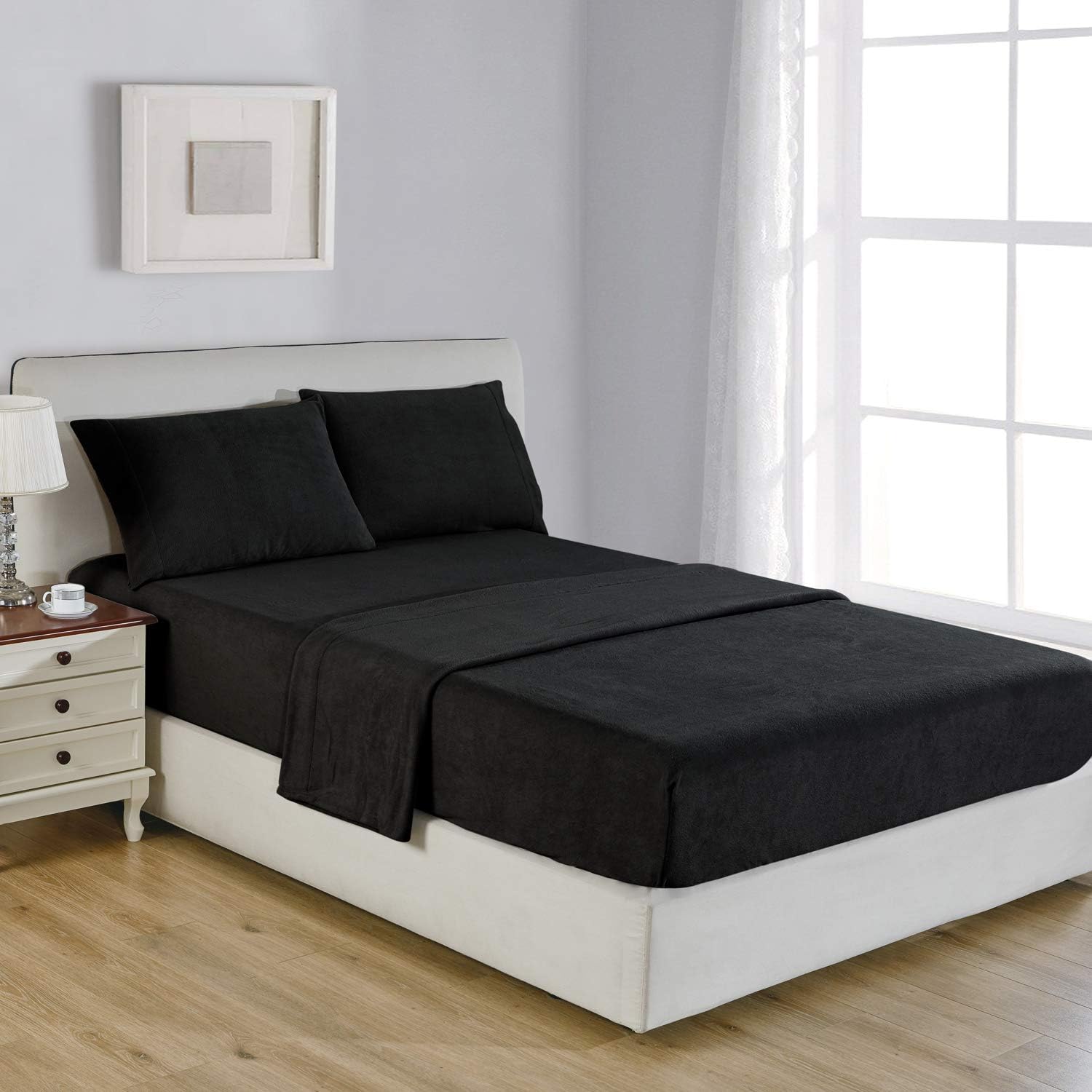 Leopard Full Polar Fleece Microfiber Bed Sheet Set, 4 Pcs Z247