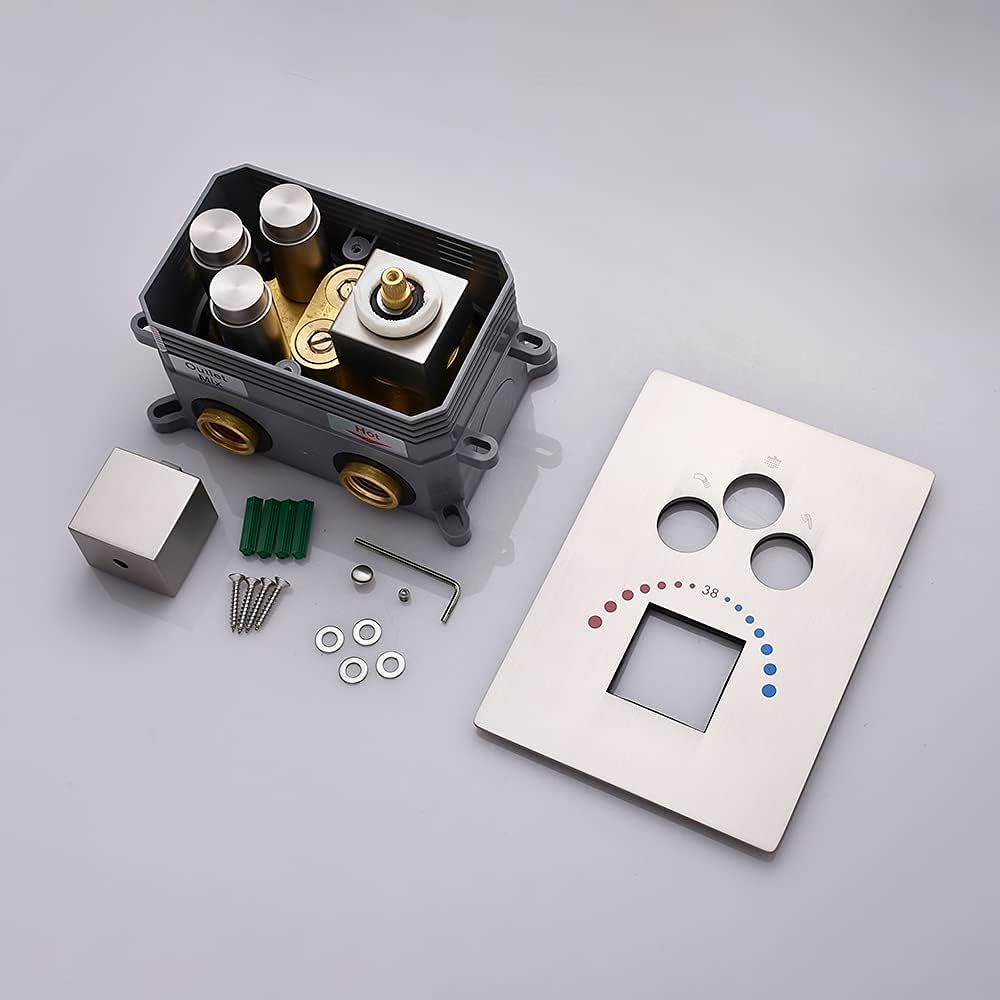 Brushed Nickel Solid Brass 3 Way Thermostatic Shower Diverter Valve K587