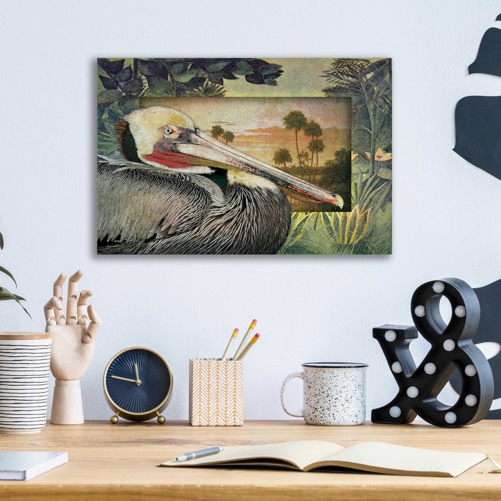 Pelican Paradise I Acrylic Glass Wall Art, 16"x12" K794