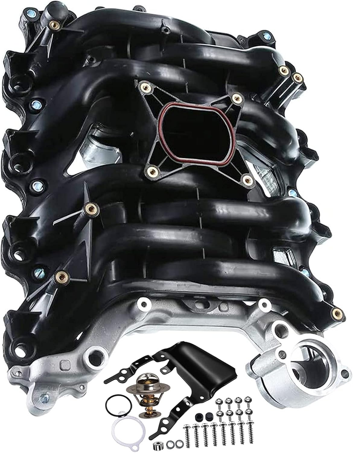Upper Intake Manifold with Thermostat Compatible with Ford Crown Victoria Mustang Explorer Lincoln Town Car Mercury Grand Marquis Mountaineer 2001-2011 (V8 4.6L Only) I38877