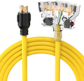 30A 125V 3750 Watts Generator Power Extension Cord NEMA L5-30P to Three 5-20R Receptacles 25 Feet 10 Gauge SJTW Pack of 2 M587