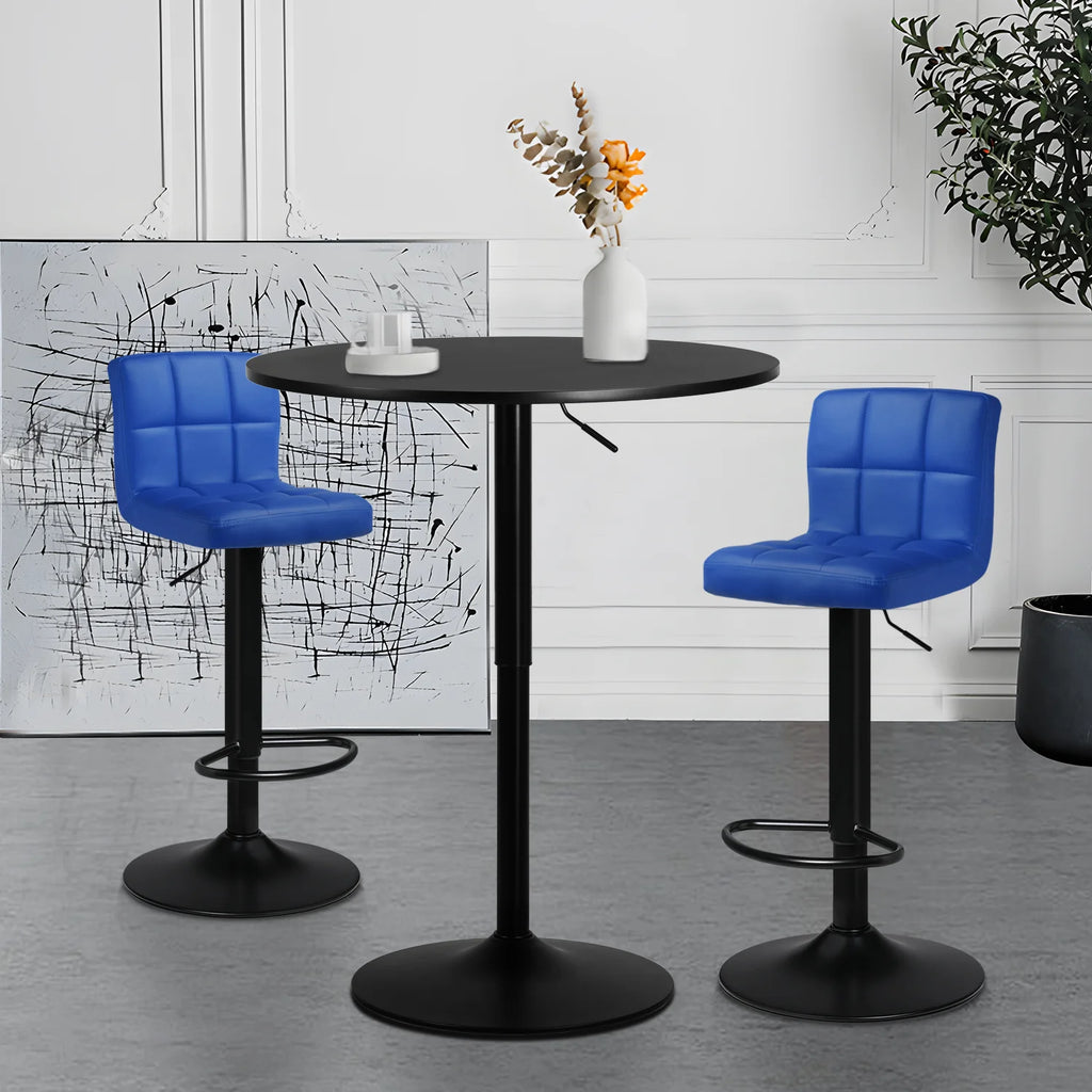 Blue/Black 3 Piece Bar Table and PU Leather Bar Stools A126442