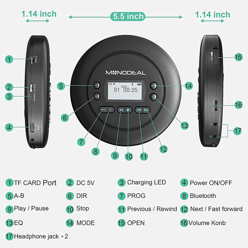Portable Bluetooth CD Player T9663