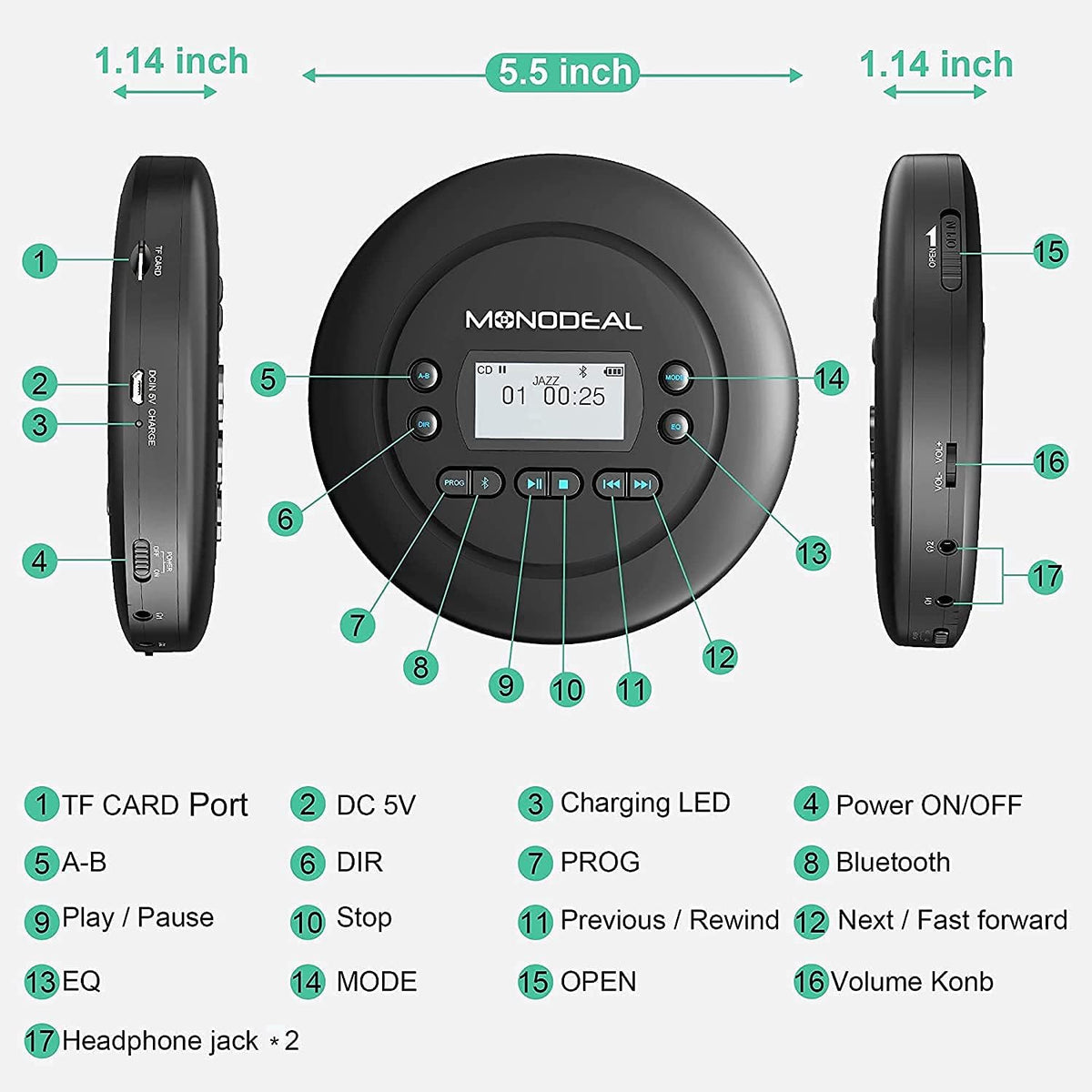 Portable Bluetooth CD Player T9663