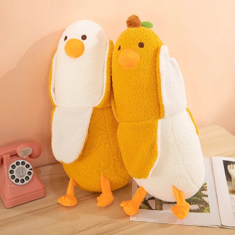 Kawaii Banana Duck Plush Toys 27CM Soft Down Cotton Cartoon Cushion X5482