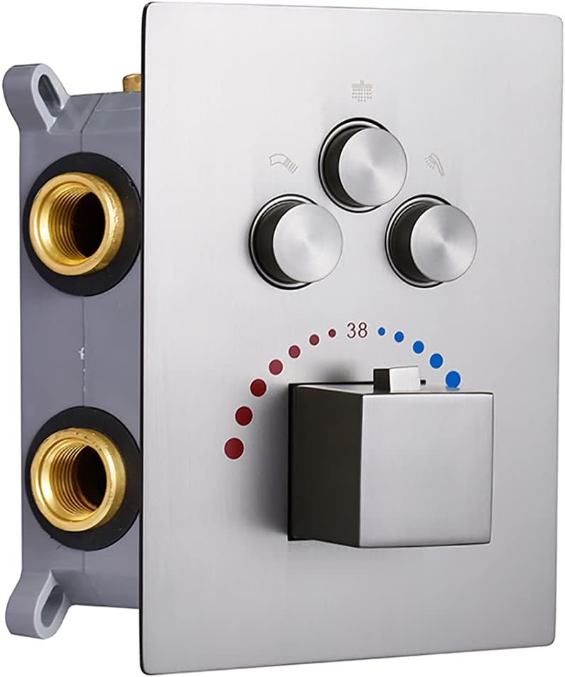 Brushed Nickel Solid Brass 3 Way Thermostatic Shower Diverter Valve K587