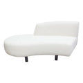 Faux White Shearling Curved Armless Left Chaise with Black Wood Leg Base G654