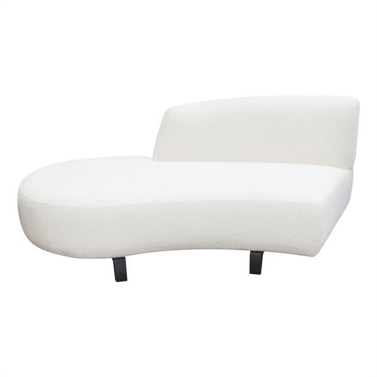 Faux White Shearling Curved Armless Left Chaise with Black Wood Leg Base G654