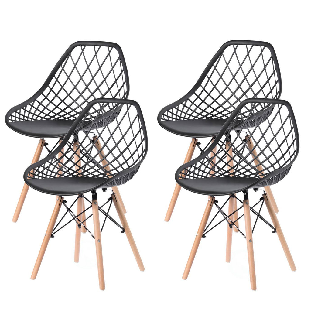 Black Set of 4 Plastic Dining Chair U974