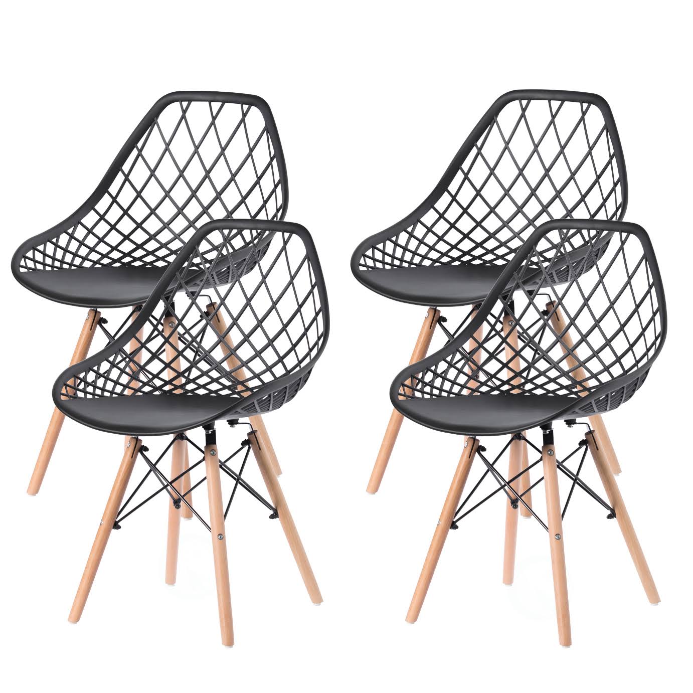 Black Set of 4 Plastic Dining Chair U974
