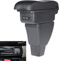 Black Leather Car Center Console Armrest Box with Charging 3 USB Ports, Pack of 2 J775485