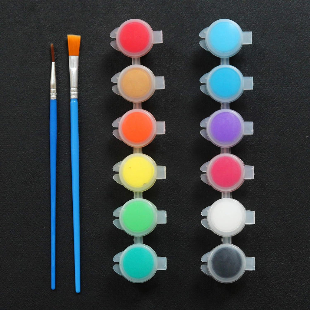 24 Pack Acrylic Paint Sets, 12 Colors with 2 Brushes C760805