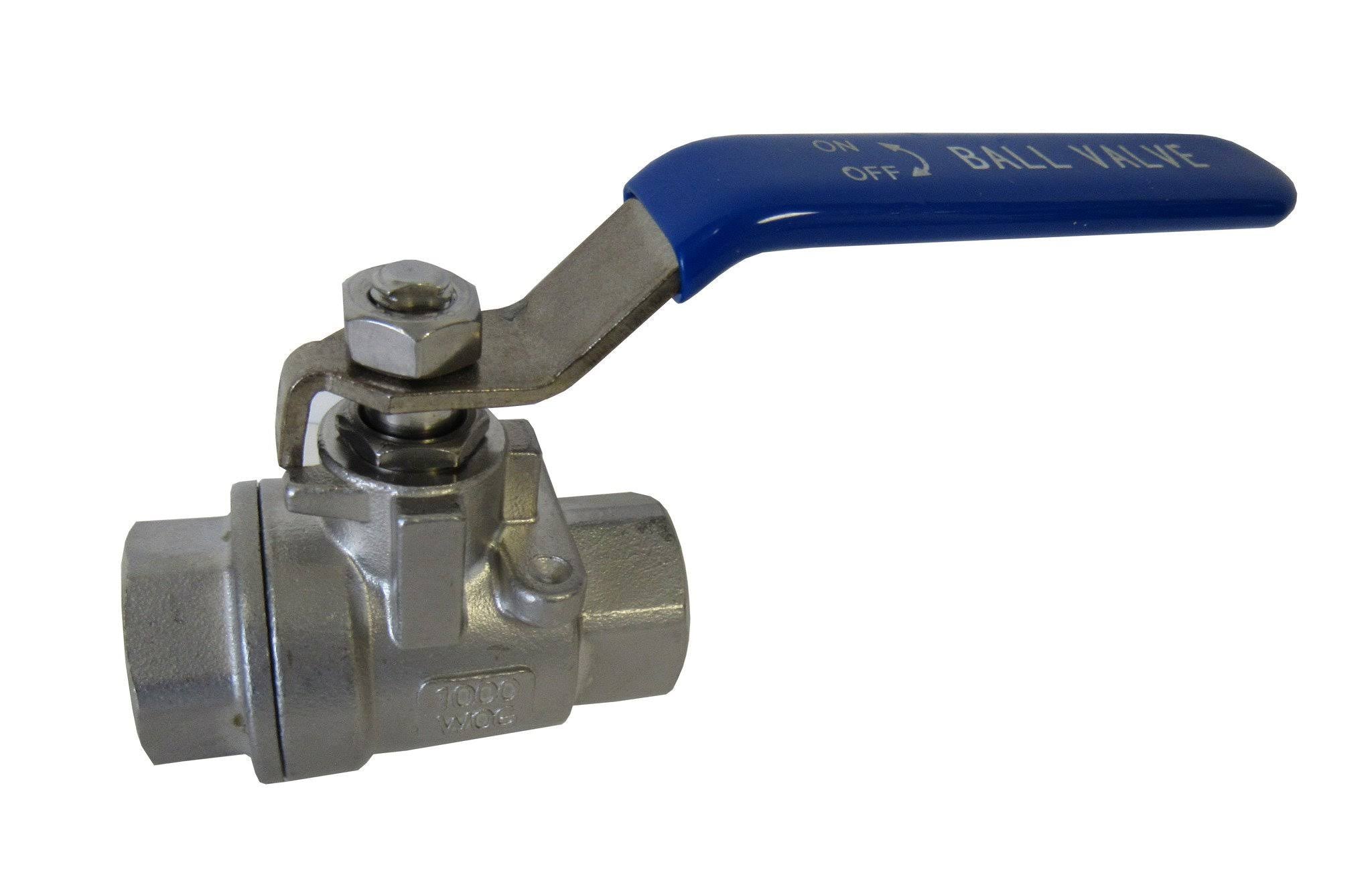 Full Port Ball Valve, 3x22 NPT, 2 Piece, 304 Stainless Steel Y2680