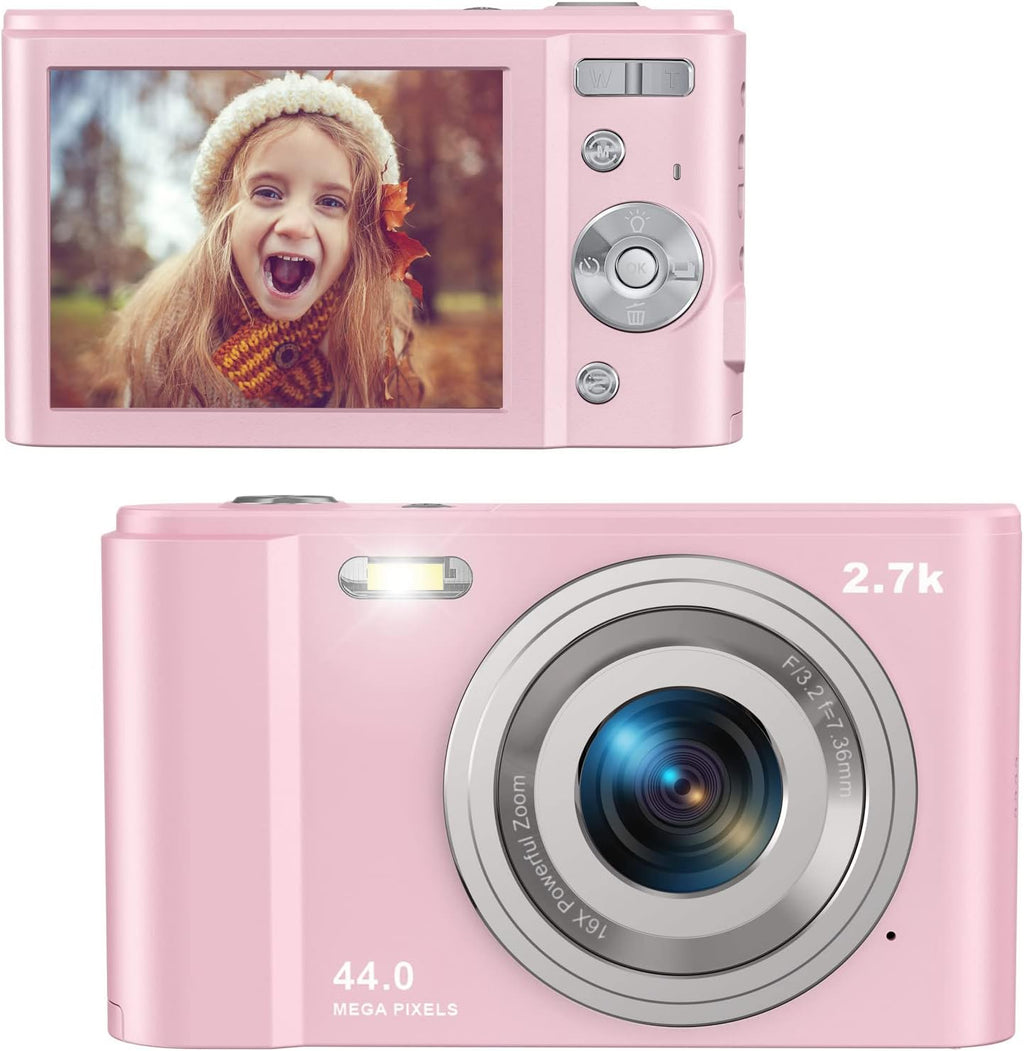 2.7K 44 Mega Pixels Portable Digital Camera with 16X Digital Zoom, 2 Batteries, Black, Pack of 2 A5240
