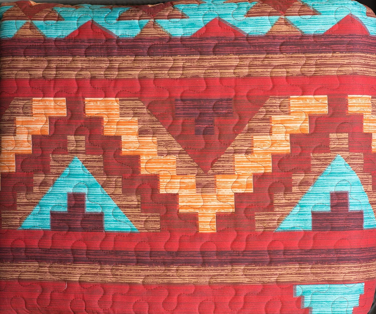 6 Piece King Bedding Quilt Bedspread And Fitted Sheet Set In Turquoise Red Orange Brown F990961