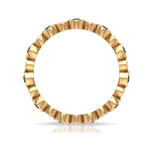 1 CT Black Onyx and Diamond Eternity Band Ring, 18K Yellow Gold, US 7.00 S315