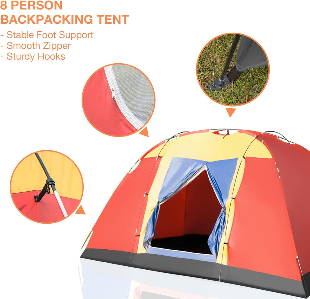 8 Person Lightweight Camping Tent with Carry Bag S72979